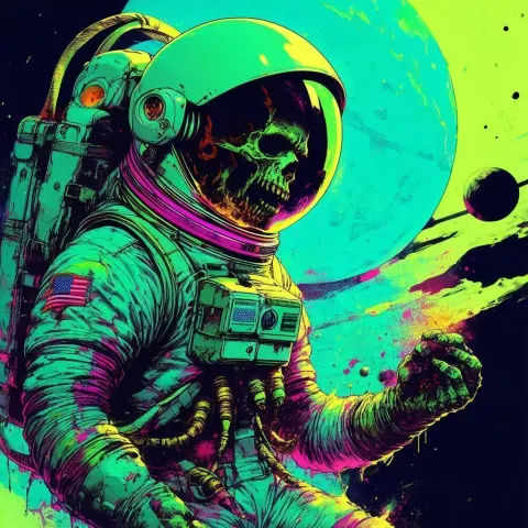 Zombie Astronaut Rendered in Bold Manga Chiaroscuro