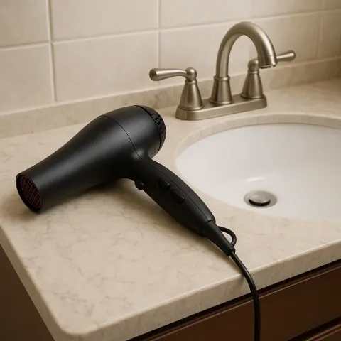 Bathroom Sink with a Hair Dryer