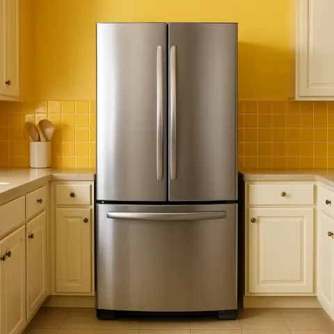 Modern Refrigerator Freezer Made of Stainless Steel