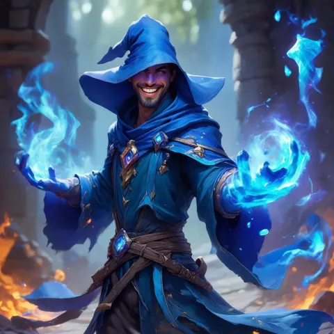 Cheerful Shadow Mage Acolyte in Claymation Style