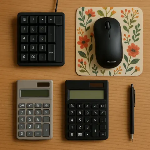 Wooden Desk with a Numeric Keypad