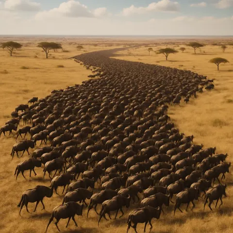 Vast Herd of Wildebeest