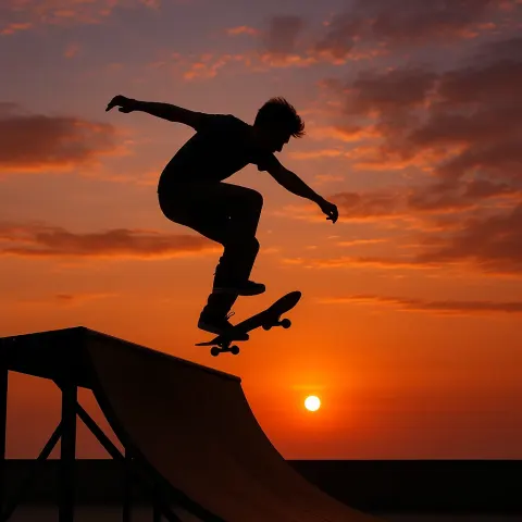 Man Is Captured Executing a Skateboard Trick at the Highest