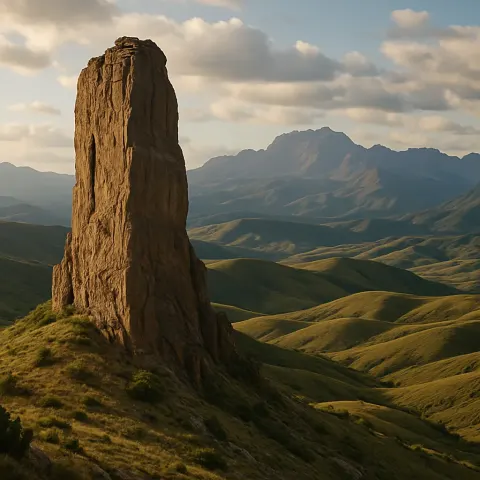 Majestic Rock Formation Rises Prominently