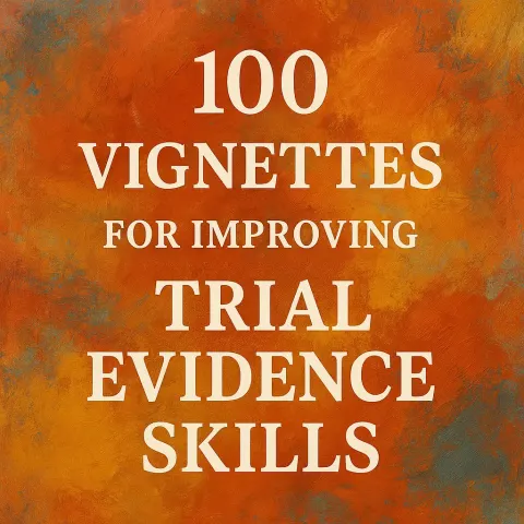 Book Cover Displaying "100 Vignettes for Improving Trial Evidence Skills"