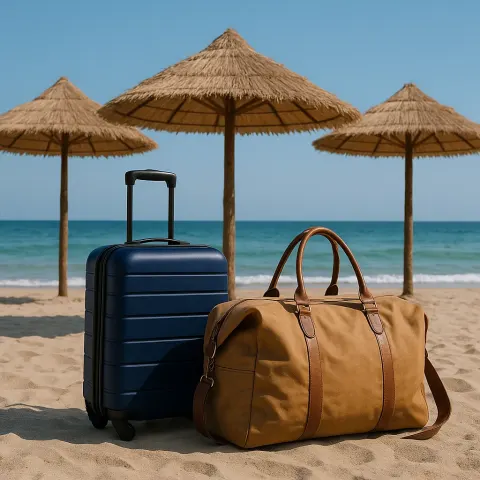Lifelike Scenario That Includes a Pair of Suitcases Along