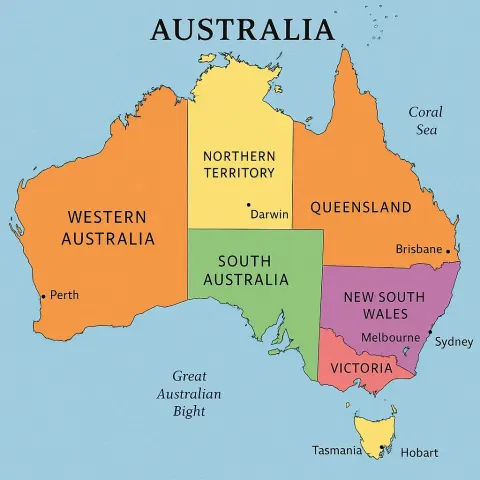 Comprehensive Map of Australia That Features Each State Distinguished