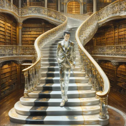 Michael McIntyre as Glass Figure at Livraria Lello