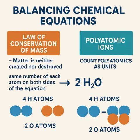 Slide Explaining Balancing Chemical Equations with Principles of the Law