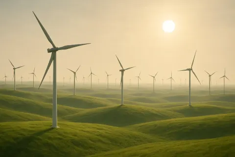 Numerous Distant Wind Turbines