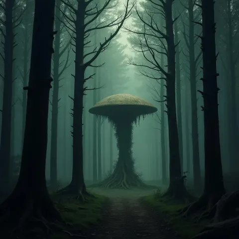 Mystical Pod Hidden in a Towering Forest
