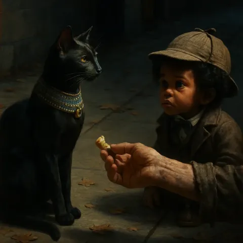 Ragged Outcast's Freckled Hand Offers Food to a Regal