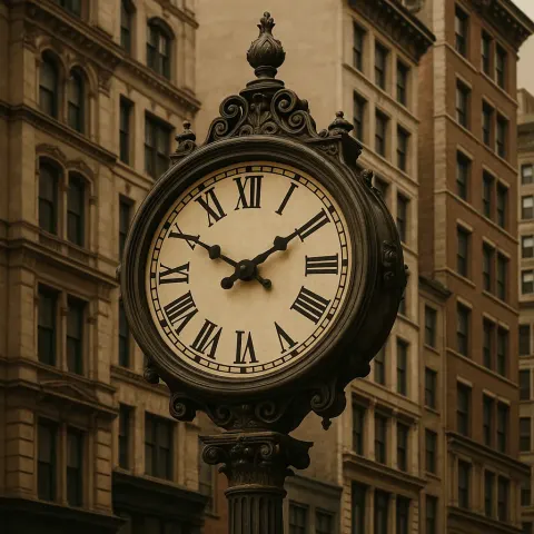 Vintage-style Ornate Street Clock with Roman Numerals