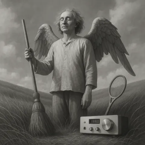 Figure Reminiscent of an Iconic Scientist-thinker