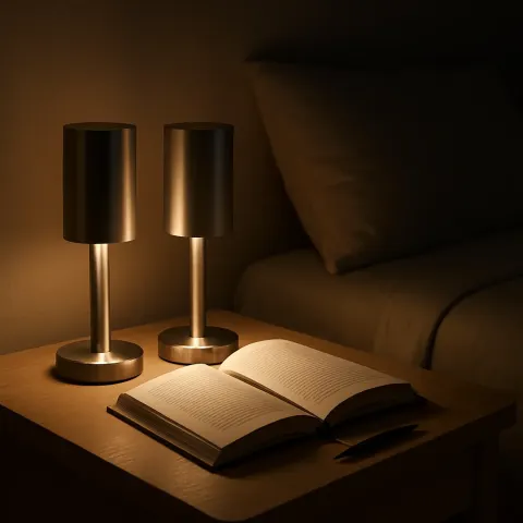 On a Light Oak Bedside Table