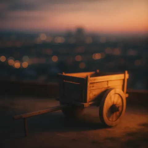 Single Oxcart Constructed of Weathered Pine