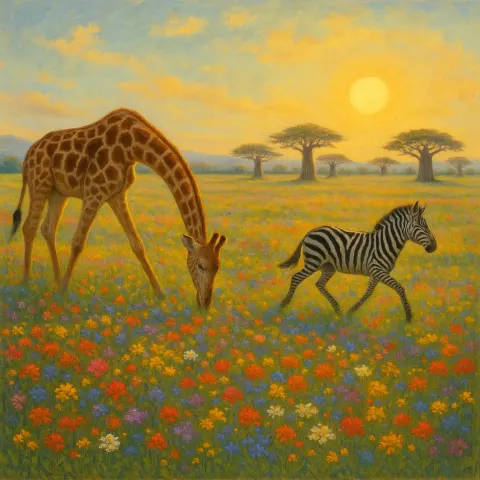 Panoramic View Reveals a Vast Meadow Brimming with a Kaleidoscope
