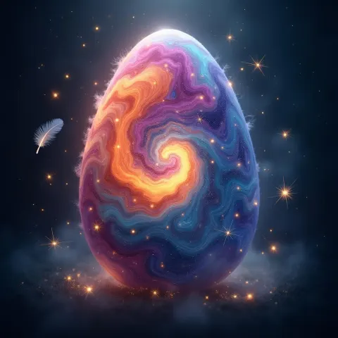 Egg Shaped Kaleidoscope Adrift in Enchanted Darkness