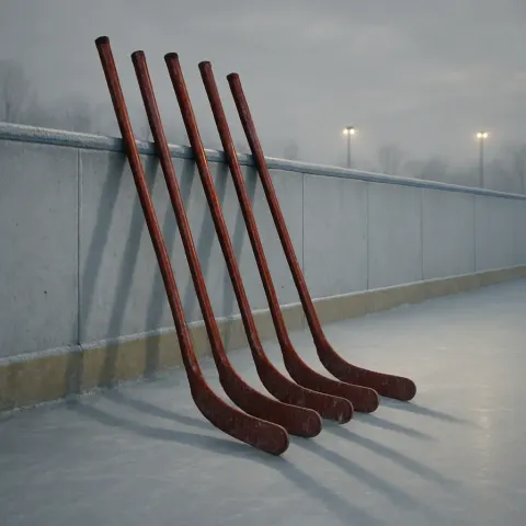 Against the Frosted Boards of the Rink Rest Five Scarlet