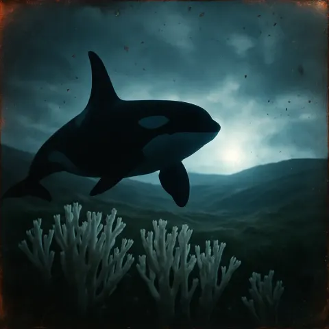 POV of a Killer Whale Amidst Coral Fungus