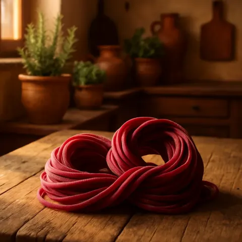 Two Strands of Ruby-red Pasta