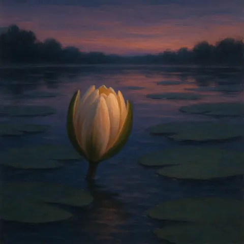 Water Lily Closing its Petals as Evening Descends