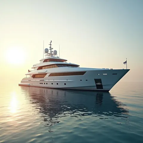White Yacht Resting in a Sunlit Calm Bay