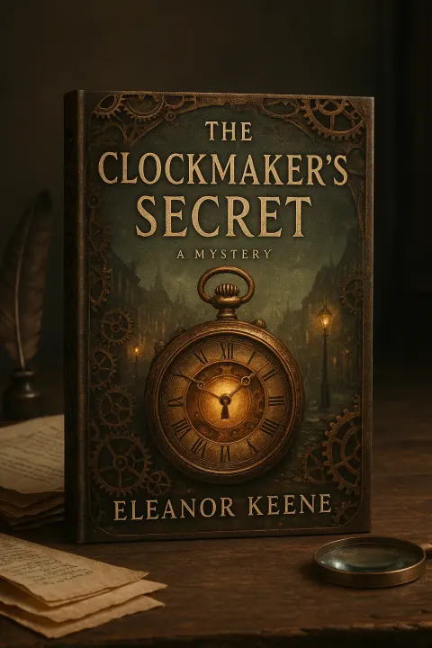 Captivating Book Cover for a Mystery Novel Titled "The Clockmaker’s