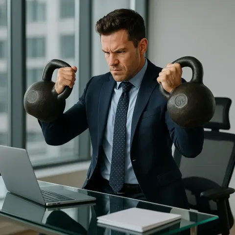 Focused Businessman Dressed in a Crisp Navy Suit