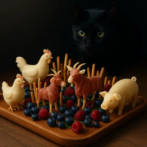Finely Crafted Wooden Serving Tray Showcases an Imaginative Display