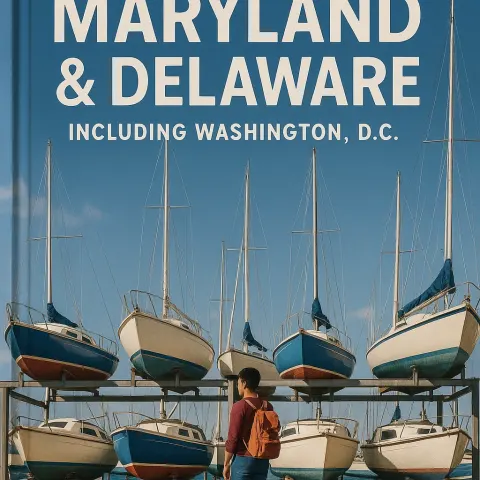 Travel Guide Cover Featuring "Maryland & Delaware," Including Washington D.C