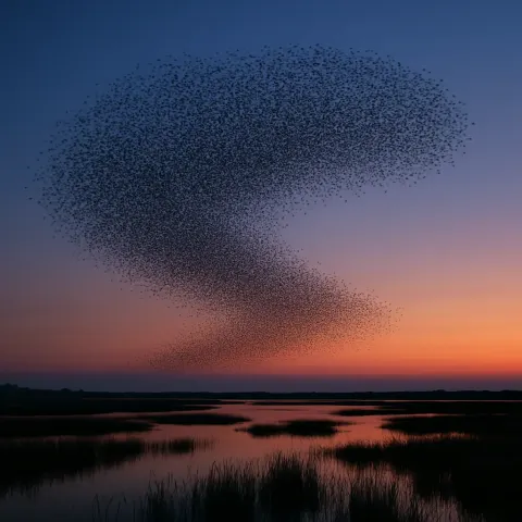 Vast Flock of Migratory Birds