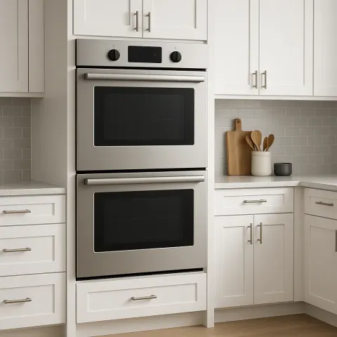 Stainless Steel Double Oven Situated in a Contemporary Kitchen Environment