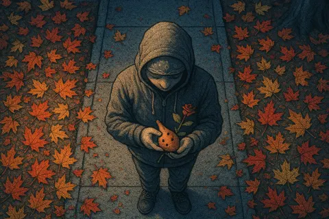Autumnal Sidewalks Blanketed in Colorful Fallen Leaves Create Strong Leading