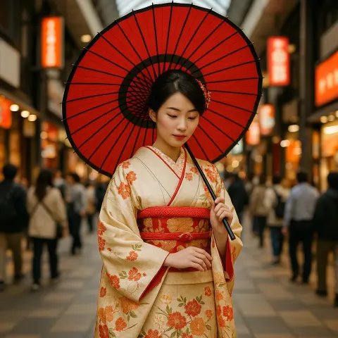 Woman in a Traditional Japanese Kimono