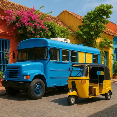 Blue Converted Bus