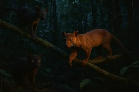 Three Distinctly Varied Madagascar Cats Are Centrally