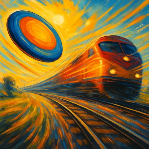 Depict a Lively Moment Showcasing a Soaring Disc