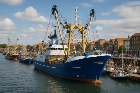 Busy Harbor with Multiple Fishing Boats