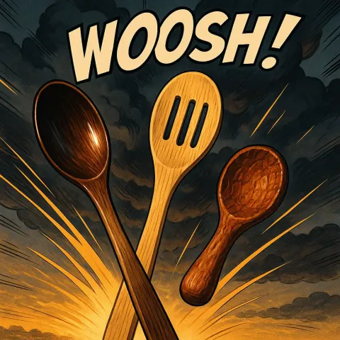 Gleaming Dark Walnut Wood Wooden Spoon