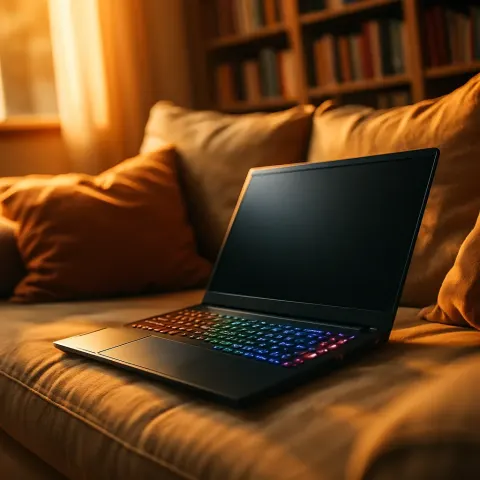 Single Obsidian Black Laptop—its Machined Aluminum Deck Catching Glints
