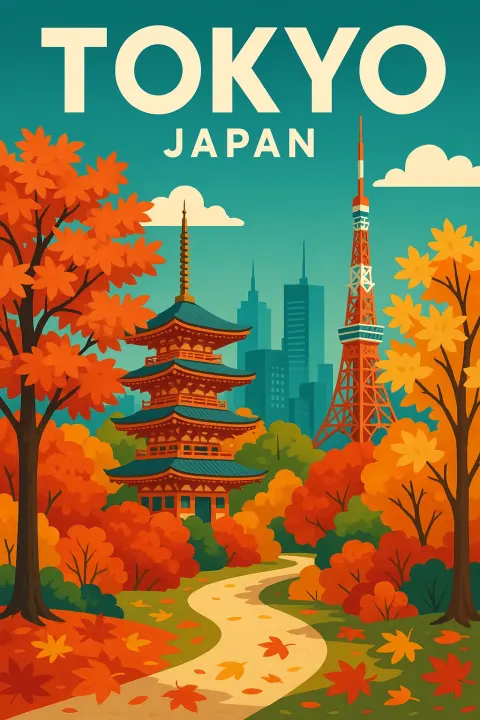 Vector Art Poster Showcasing Tokyo
