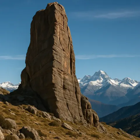 Imposing Rock Structure Stands Directly Ahead