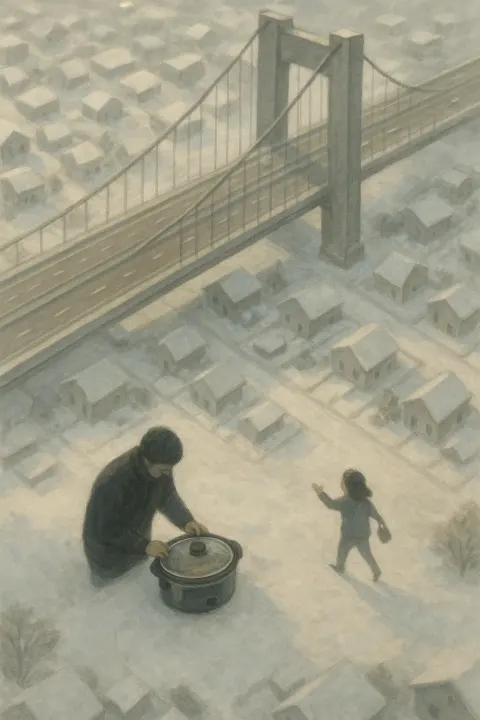 Vast Expanse of Snow-covered Rooftops and Driveways
