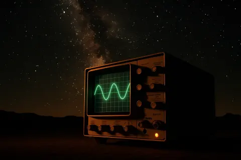 Warmly Side-lit Oscilloscope Beneath the Desert Milky Way