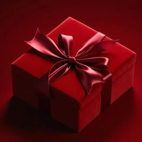 Red Velvet Gift Tied With Lustrous Silk Ribbon