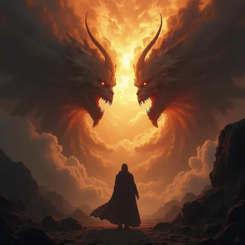Heaven and Hell Clash on a Dark Game Card