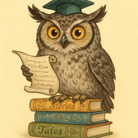 Whimsical Illustration of a Horned Owl