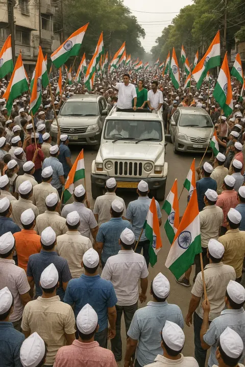 Large Crowd of People Gathered on a Street