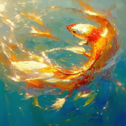 Painterly Pike Fishing Spinner in Mucha Inspired Art